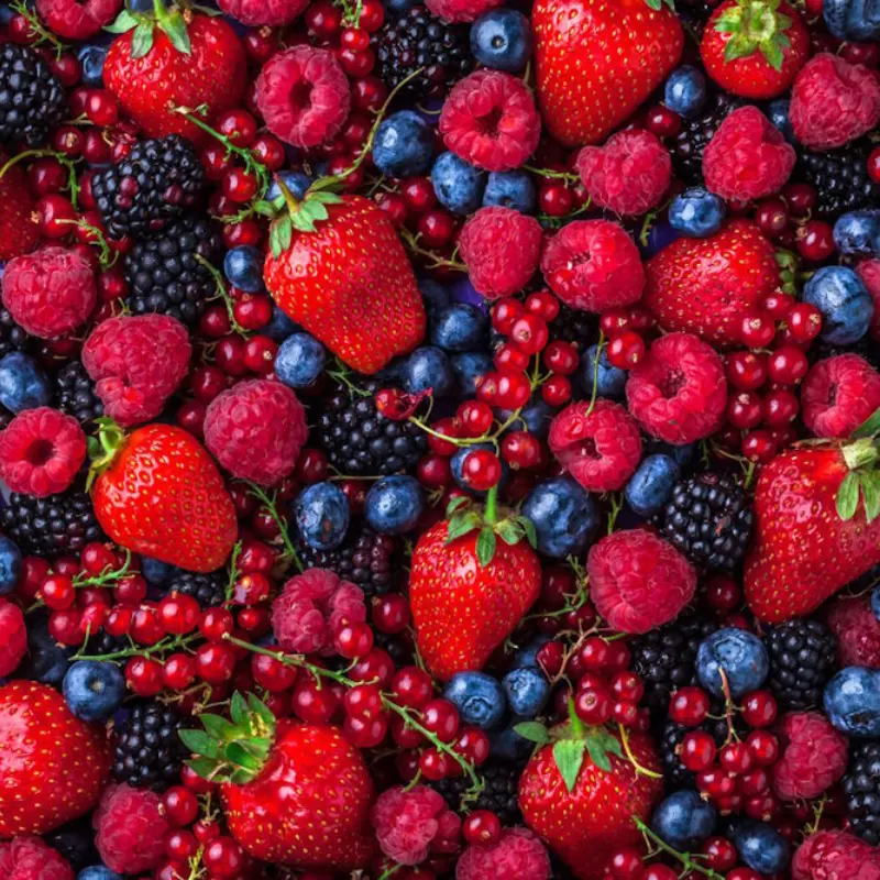 A mix of fresh summer berries.